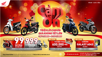 Cùng Honda Việt Nam rinh quà Tết với chương trình tri ân khách hàng “Triệu lời cảm ơn – Quà khủng Tết lớn”