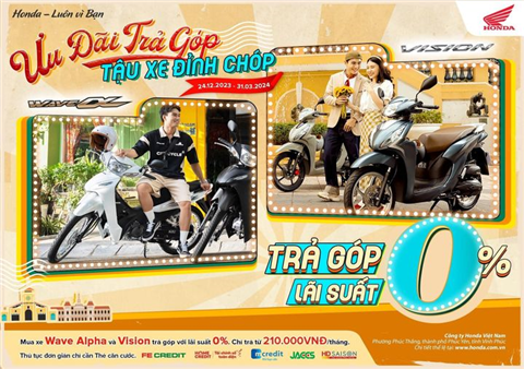 Honda Việt Nam triển khai Chương trình Hỗ trợ trả góp 0% “Ưu đãi trả góp – Tậu xe đỉnh chóp”