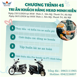 HỆ THỐNG HEAD MINH HIÊN TỔ CHỨC CHƯƠNG TRÌNH 4S - TRI ÂN KHÁCH HÀNG - KÍNH MỜI  QUÝ KHÁCH TỚI THAM DỰ