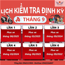 📅 Lịch Kiểm Tra Định Kỳ Xe Máy – Tháng 9
