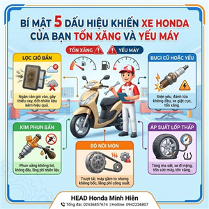 5 DẤU HIỆU CẢNH BÁO XE HONDA CỦA BẠN ĐANG TỐN XĂNG VÀ YẾU MÁY HƠN BÌNH THƯỜNG