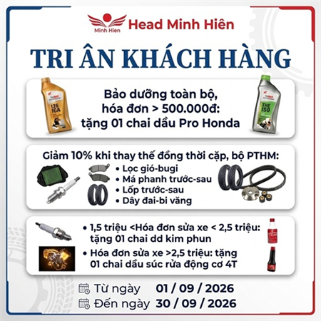 CHƯƠNG TRÌNH TRI ÂN KHÁCH HÀNG ĐẶC BIỆT TẠI HEAD MINH HIÊN