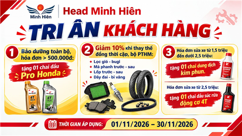TRI ÂN KHÁCH HÀNG THÁNG 11/2026 – ƯU ĐÃI HẤP DẪN TẠI HEAD MINH HIÊN