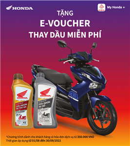 Honda Việt Nam tặng phiếu thay dầu miễn phí cho xe máy Honda với hóa đơn dịch vụ từ 350,000 đồng tại HEAD