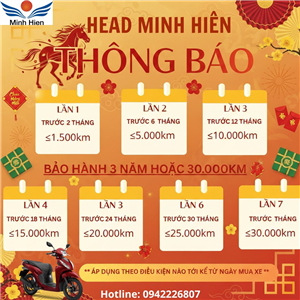 🧧 TẾT ĐI XA – XE PHẢI KHỎE THÔNG BÁO LỊCH BẢO DƯỠNG ĐỊNH KỲ TẠI HEAD MINH HIÊN 🧧