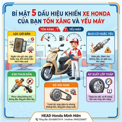 5 DẤU HIỆU CẢNH BÁO XE HONDA CỦA BẠN ĐANG TỐN XĂNG VÀ YẾU MÁY HƠN BÌNH THƯỜNG