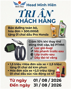 TRI ÂN KHÁCH HÀNG THÁNG 8/2026 TẠI HEAD MINH HIÊN – ƯU ĐÃI HẤP DẪN DÀNH CHO KHÁCH HÀNG DỊCH VỤ